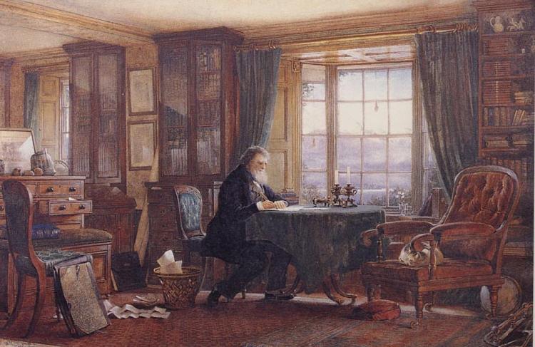 William Gershom Collingwood John Ruskin in his Study at Brantwood Cumbria oil painting image